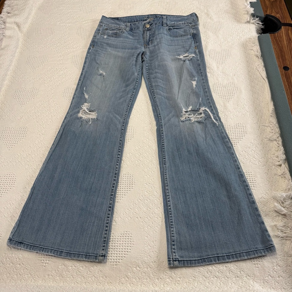 Y2K American Eagle AE Hipster Stretch Distressed Jeans (10)